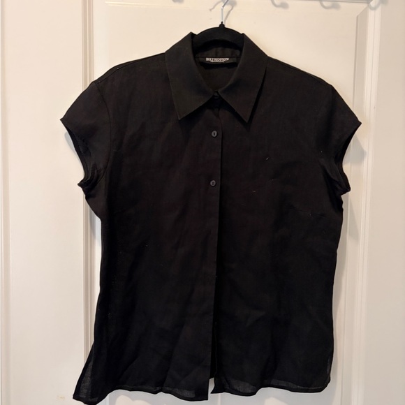 Holt Renfrew Tops - HOLT RENFREW 100% Linen Black Short-Sleeve Button Front Women's Top